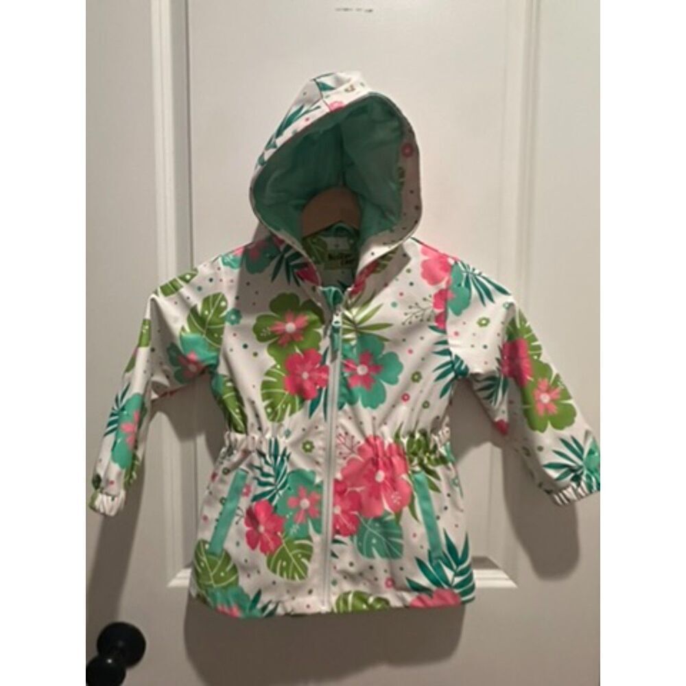 Western Chief Sand Floral Hooded Girl Rain Jacket Size 4T